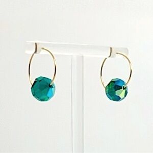 Disco Ball Crystal Earrings by Melle Gem | Emerald | Gold Filled | $34.00